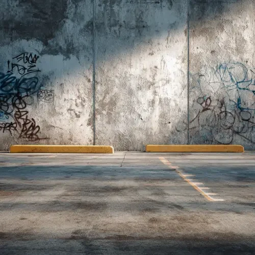 Concrete Wall Parking Lot Graffiti